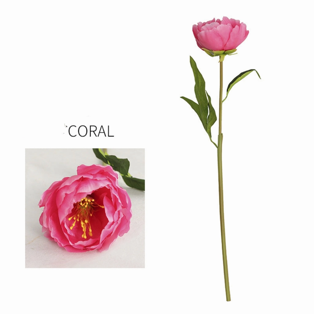 Peony Single Heads Artificial Flower Coral PEONY0011,dried artificial flower