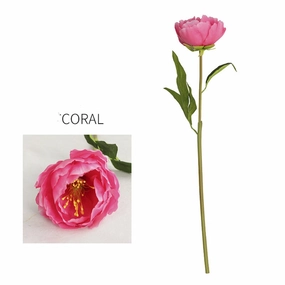 Peony Single Heads Artificial Flower Coral PEONY0011,dried artificial flower