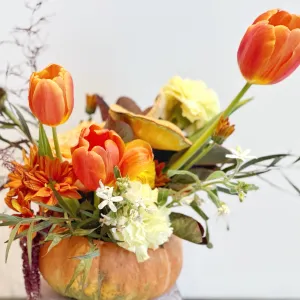 Petite Floral Pumpkin,realistic flower bouquet 