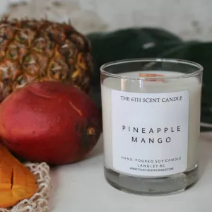 PINEAPPLE MANGO SOY CANDLE,faux bloom stem 