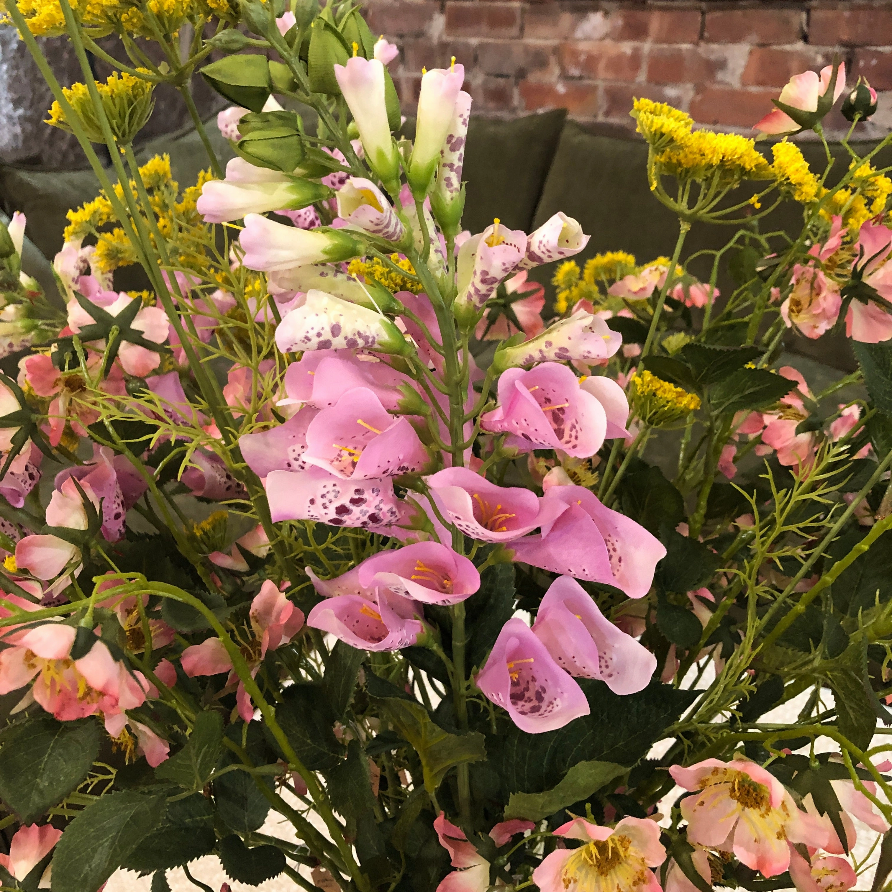 Pink Foxglove Spray with Leaves 87cm