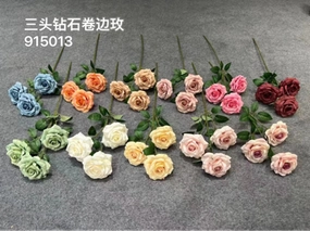 Pink purple Curly edge Rose Spray 2 heads artificial flower bouquet  