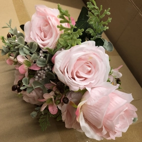 Pink ROSE BUNCH With fillers realistic flower bouquet  