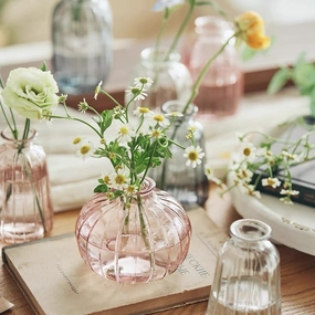 Pink Small Bud vase  3.5 big belly pumpkin,aesthetic flower vase