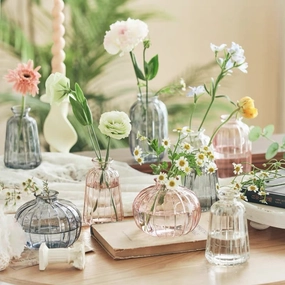 Pink Small Bud vase  4.1H  long pumpkin,aesthetic flower vase
