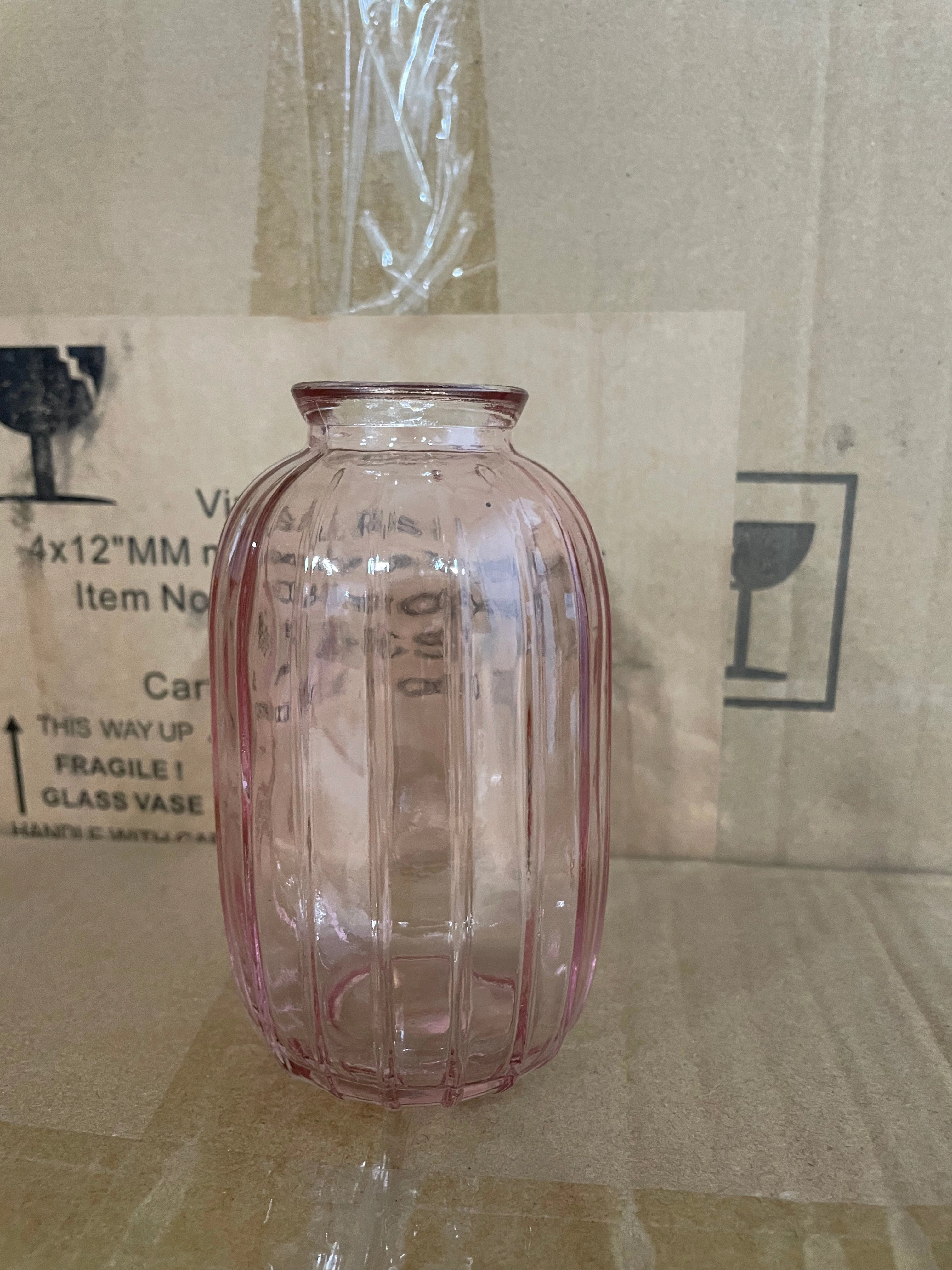 Pink Small Bud vase 4.3H/11cm  oval pumpkin