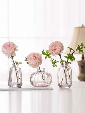 Pink Small Bud vase 4.3H/11cm  oval pumpkin,aesthetic flower vase