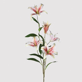 Pink Stargazer Lily Spray with Leaves 110cm,dried artificial flower