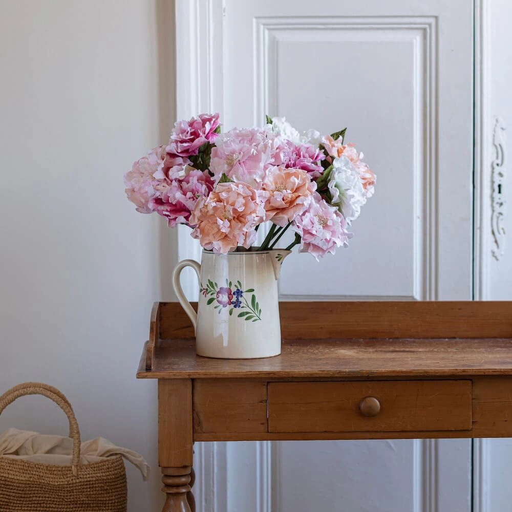 Pivoine en papier rose ple
