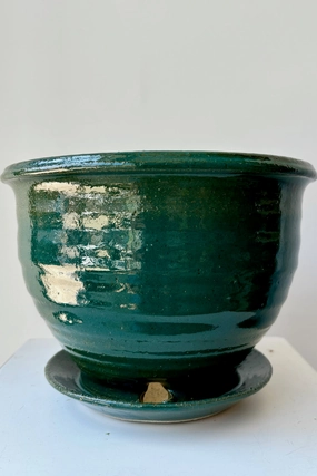 Planter Jade Green Glaze 6",indoor flower container