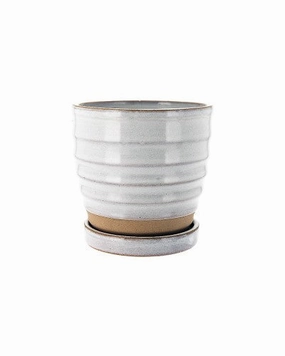 Planter with Tray White,terracotta plant pot