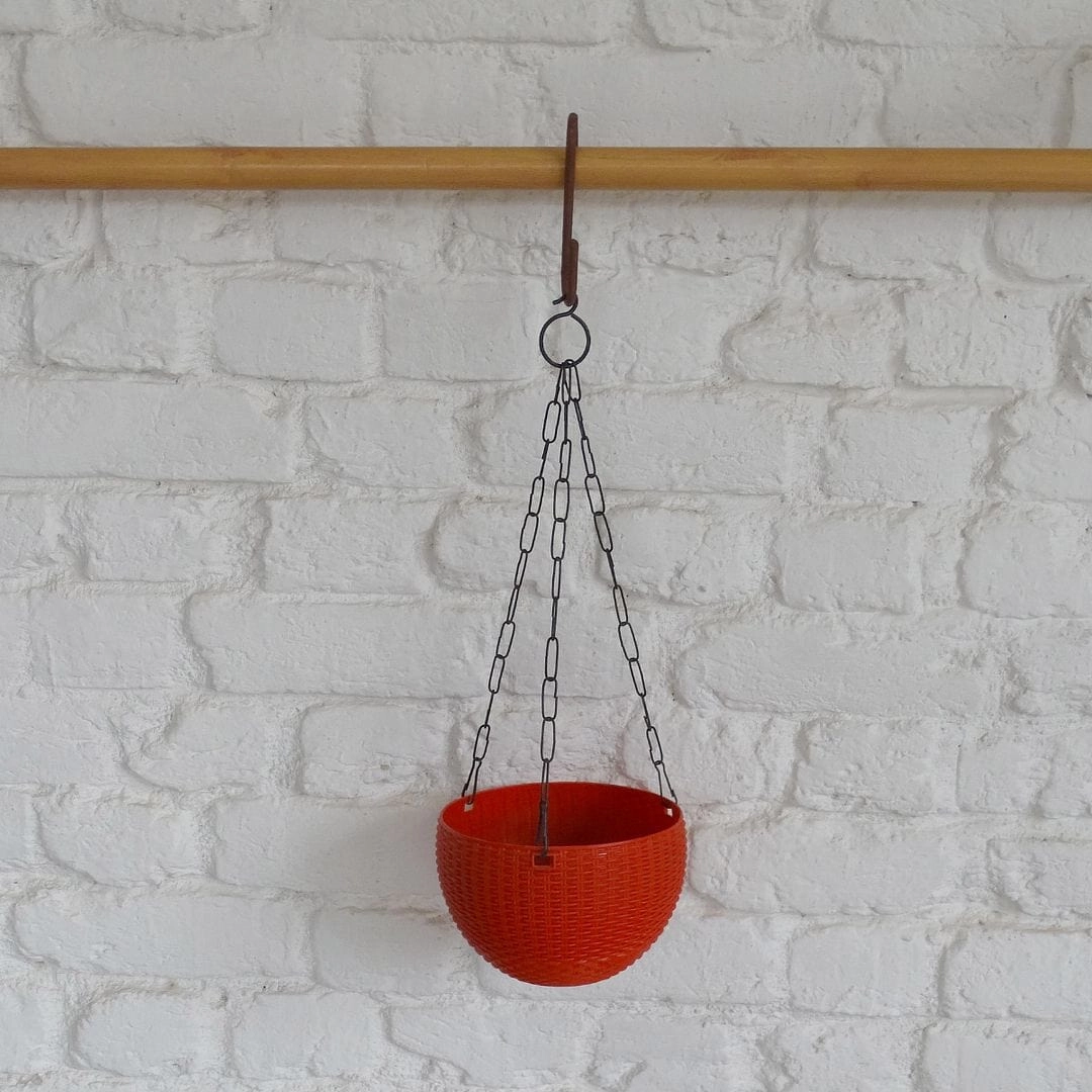 Plastic Rattan hanging Pot, Dia-7 Inch
