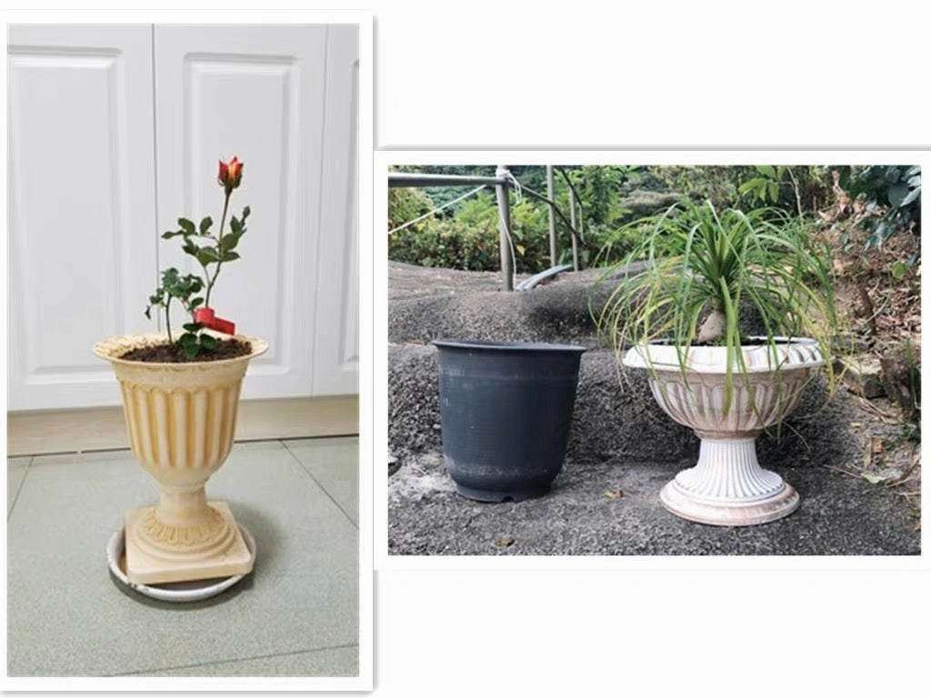 Plastic Tall urn (L)bowl 18 h cream white