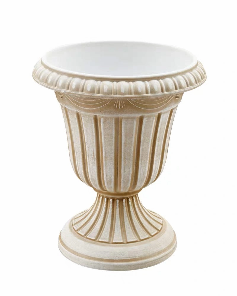 Plastic Tall urn (M) bowl 16 h cream white,aesthetic flower vase