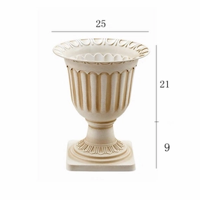 Plastic Tall urn (S) bowl 12h cream white,aesthetic flower vase