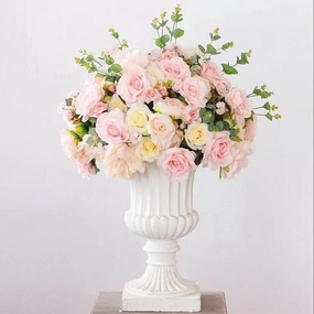 Plastic Tall urn White,aesthetic flower vase