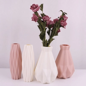 Plastic Vase White Imitation Ceramic,hand-painted ceramic vase