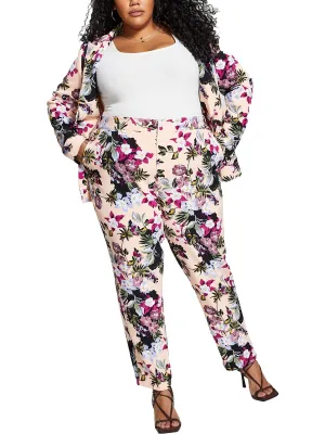 Plus Damen High-Rise Blumen-Skinnyhose