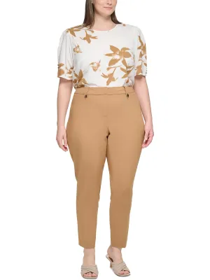 Plus Damen Ankle Pants aus festem Polyester