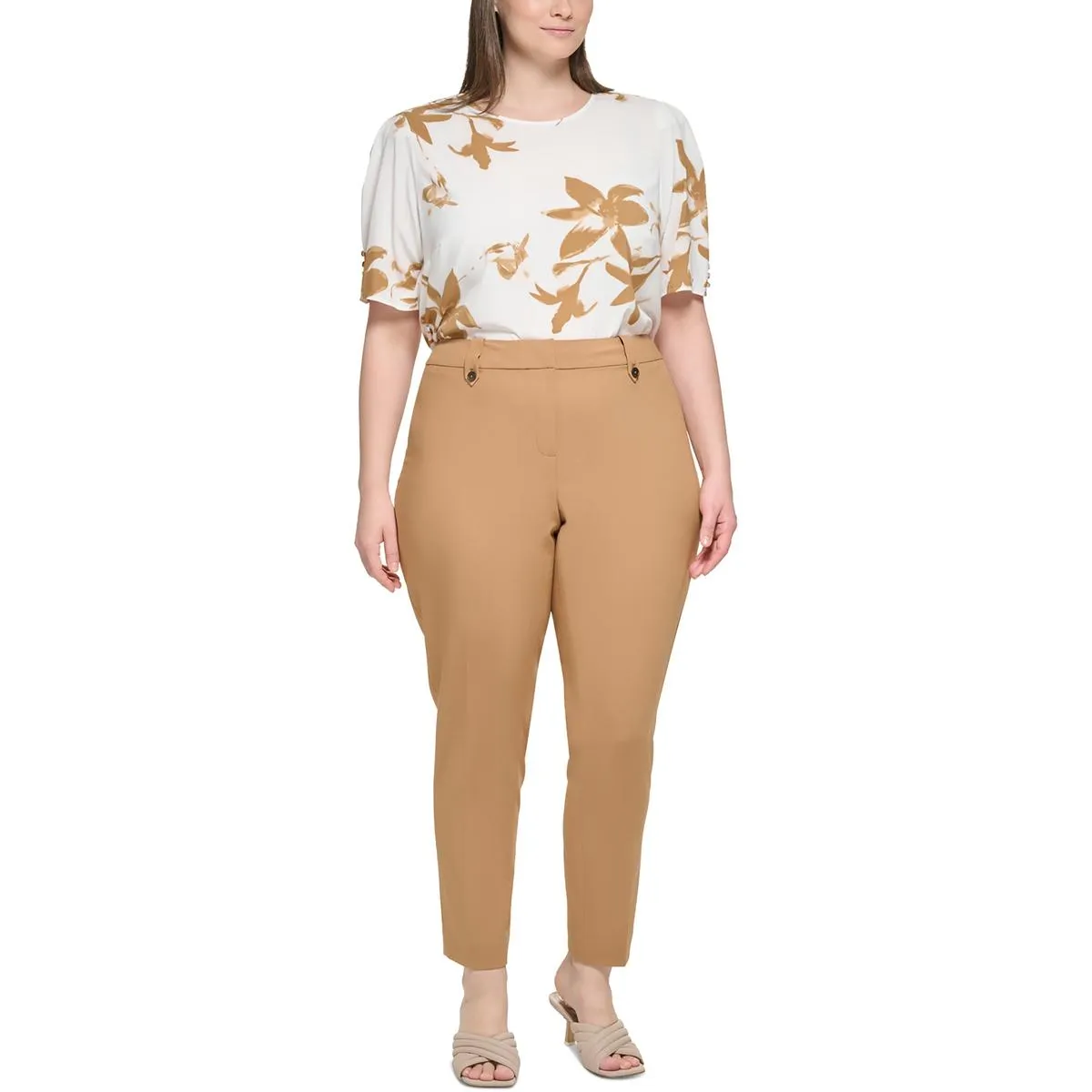 Plus Damen Ankle Pants aus festem Polyester