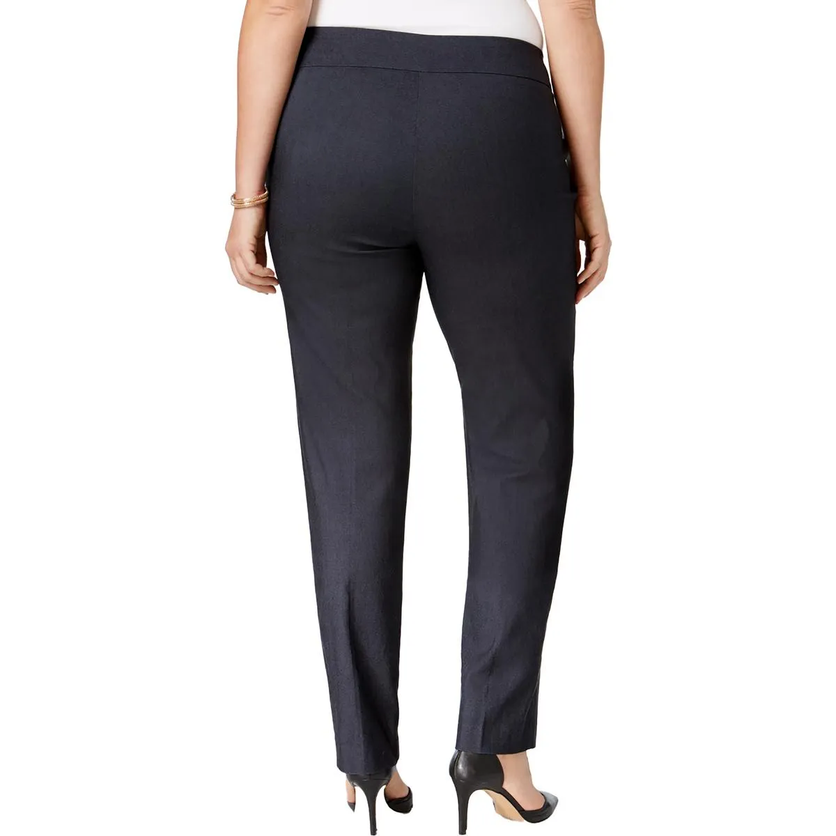 Plus Damen High-Waist Skinny-Hose mit Nieten