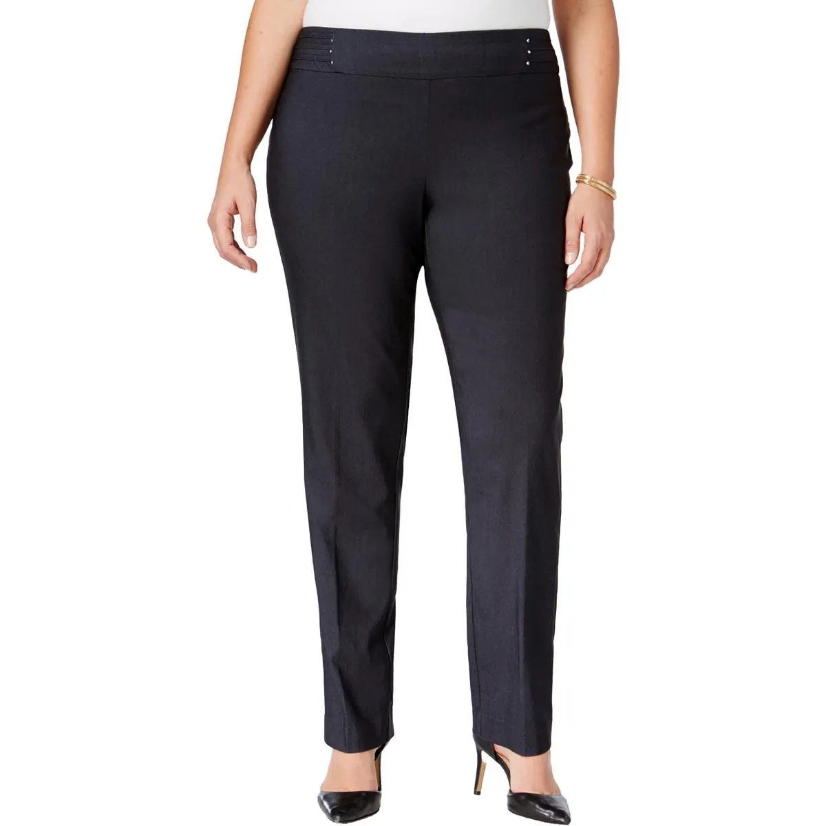 Plus Damen High-Waist Skinny-Hose mit Nieten