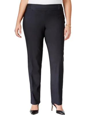 Plus Damen High-Waist Skinny-Hose mit Nieten