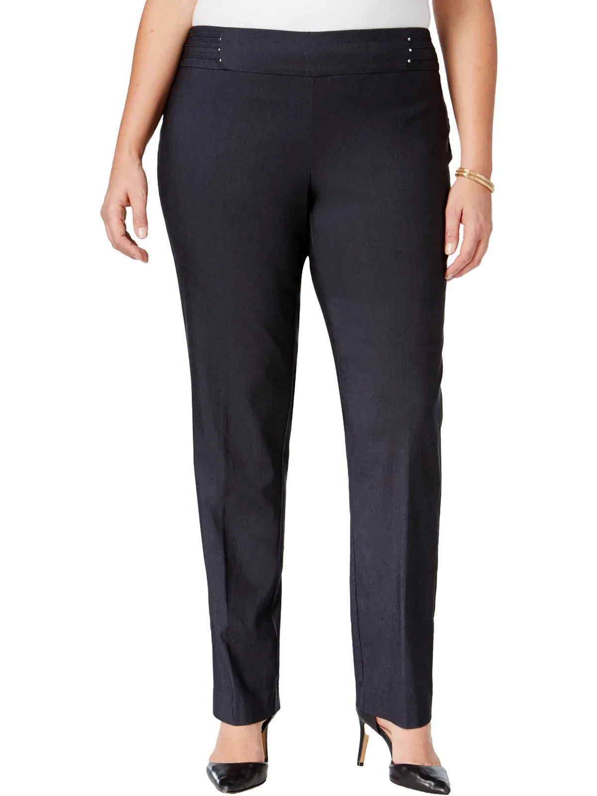 Plus Damen High-Waist Skinny-Hose mit Nieten