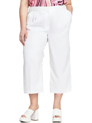 Plus Damen Texturierte Mid-Rise Weitbeinige Hose