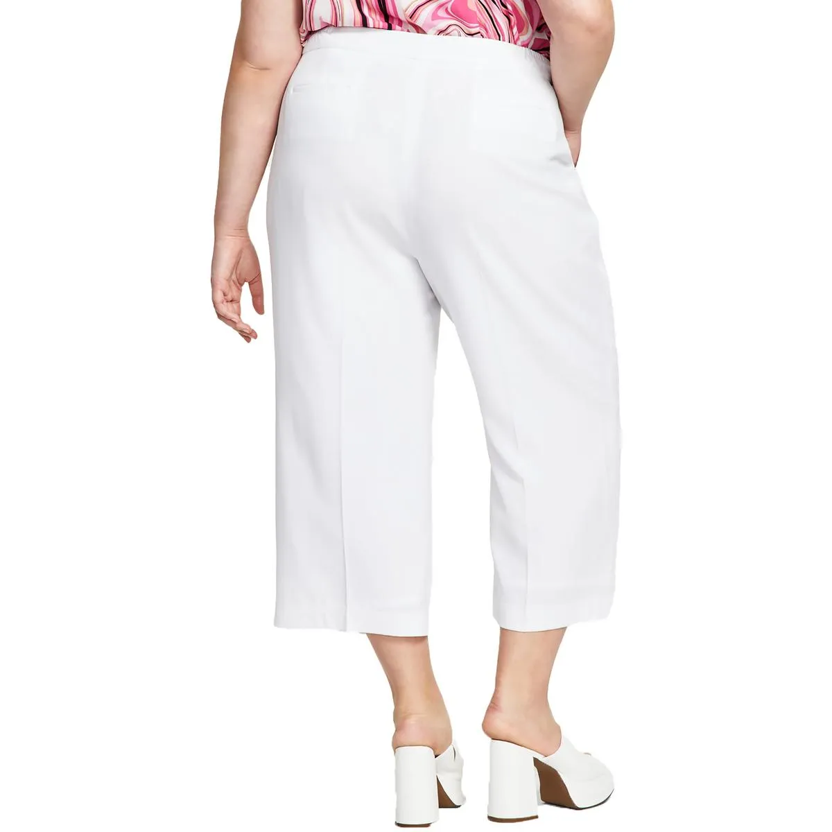Plus Damen Texturierte Mid-Rise Weitbeinige Hose