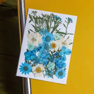 Pochette Fleurs presses bleues,artificial single flower