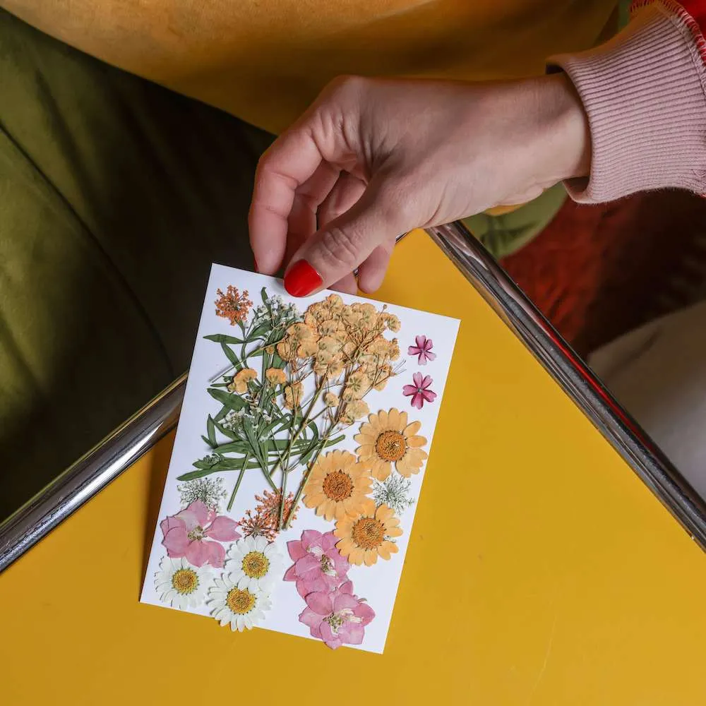 Pochette Fleurs presses roses