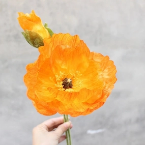 Poppy 105CM Artificial Silk Flowers Stem Orange-yellow 002,dried artificial flower