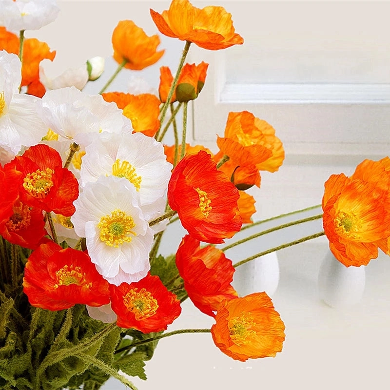Poppy Artificial Silk Flowers Stem POPPY005-012