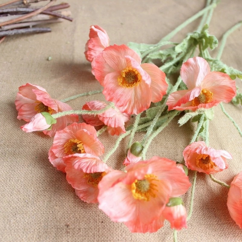 Poppy Artificial Silk Flowers Stem POPPY005-012