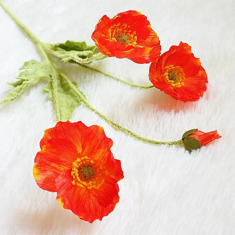 Poppy Artificial Silk Flowers Stem POPPY005-012