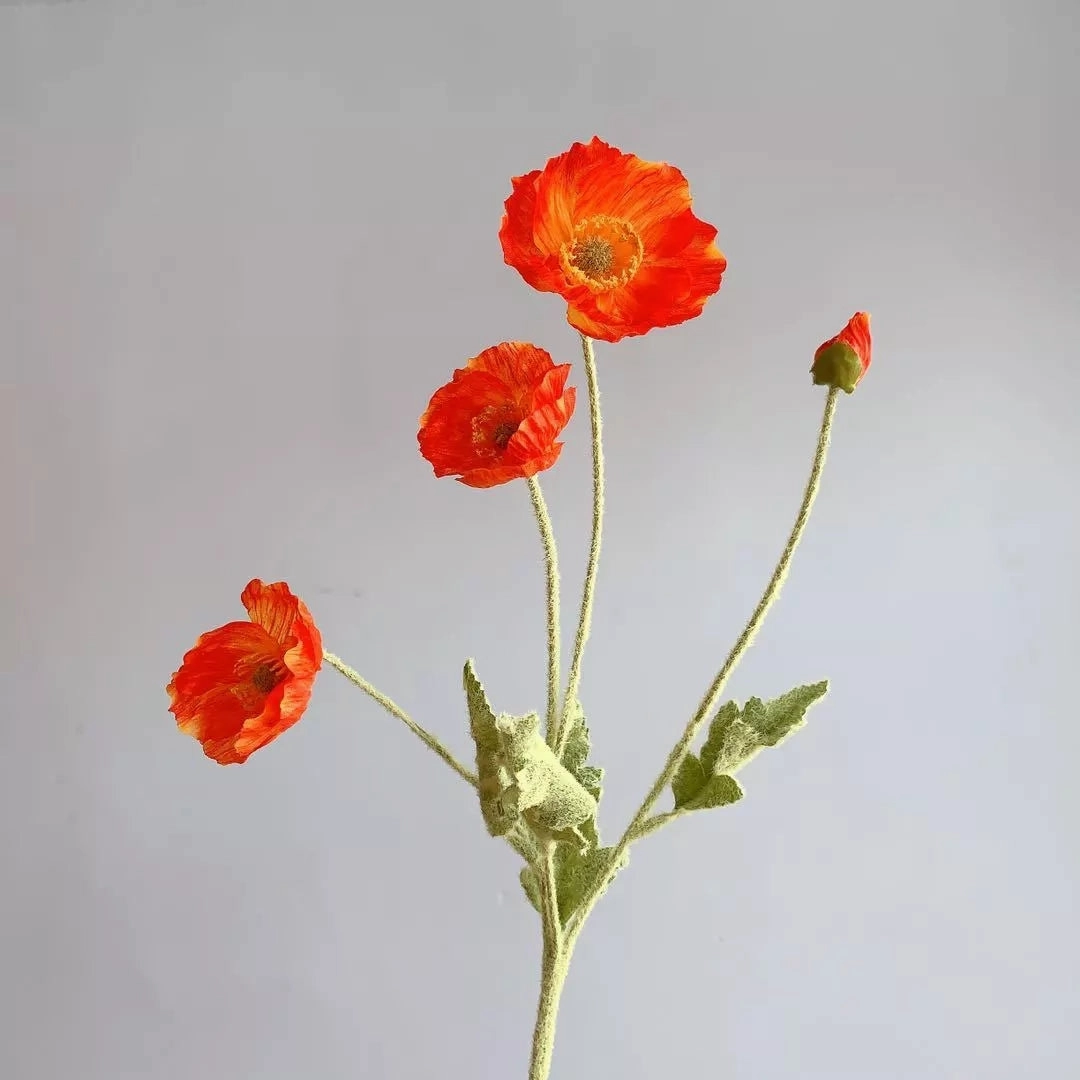 Poppy Artificial Silk Flowers Stem POPPY005-012