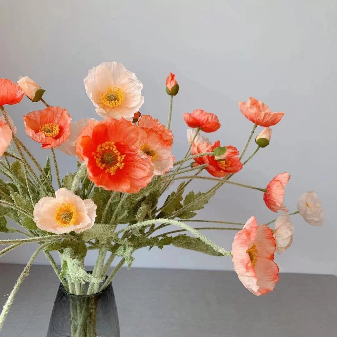 Poppy Artificial Silk Flowers Stem POPPY005-012