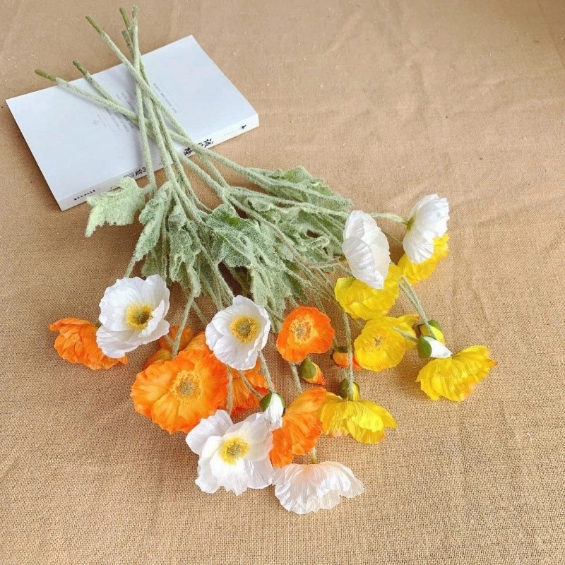 Poppy Artificial Silk Flowers Stem POPPY005-012