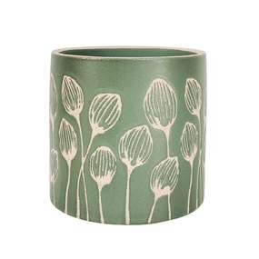 Poppy Planter Sage,terracotta plant pot