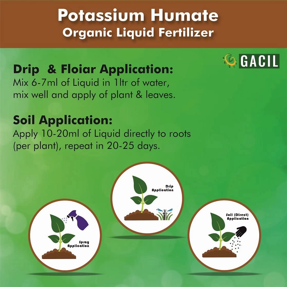 Potassium Humate Organic Liquid Fertilizer Natural Growth Promoter (100 ml)