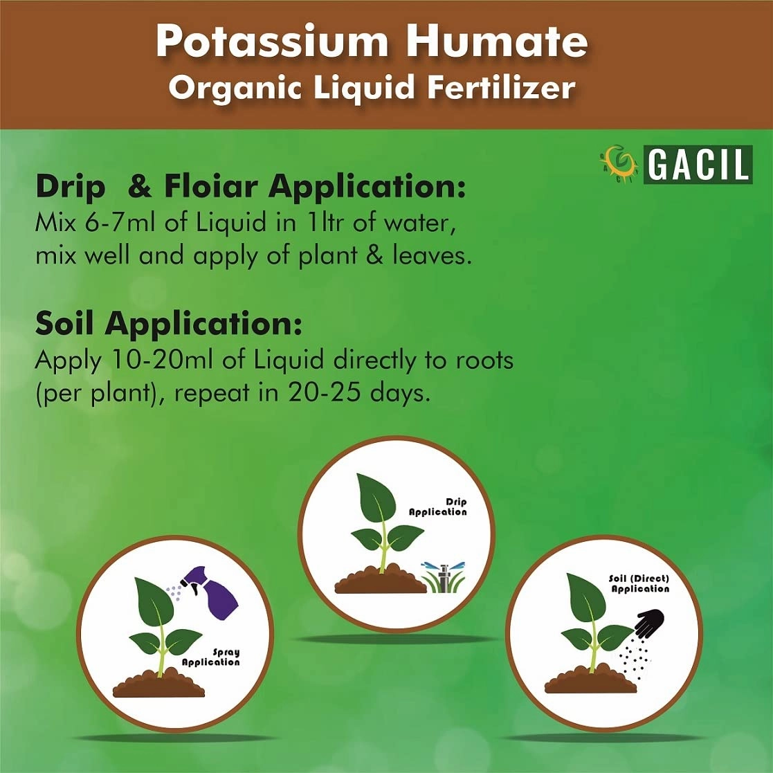 Potassium Humate Organic Liquid Fertilizer Natural Growth Promoter (1 Liters)