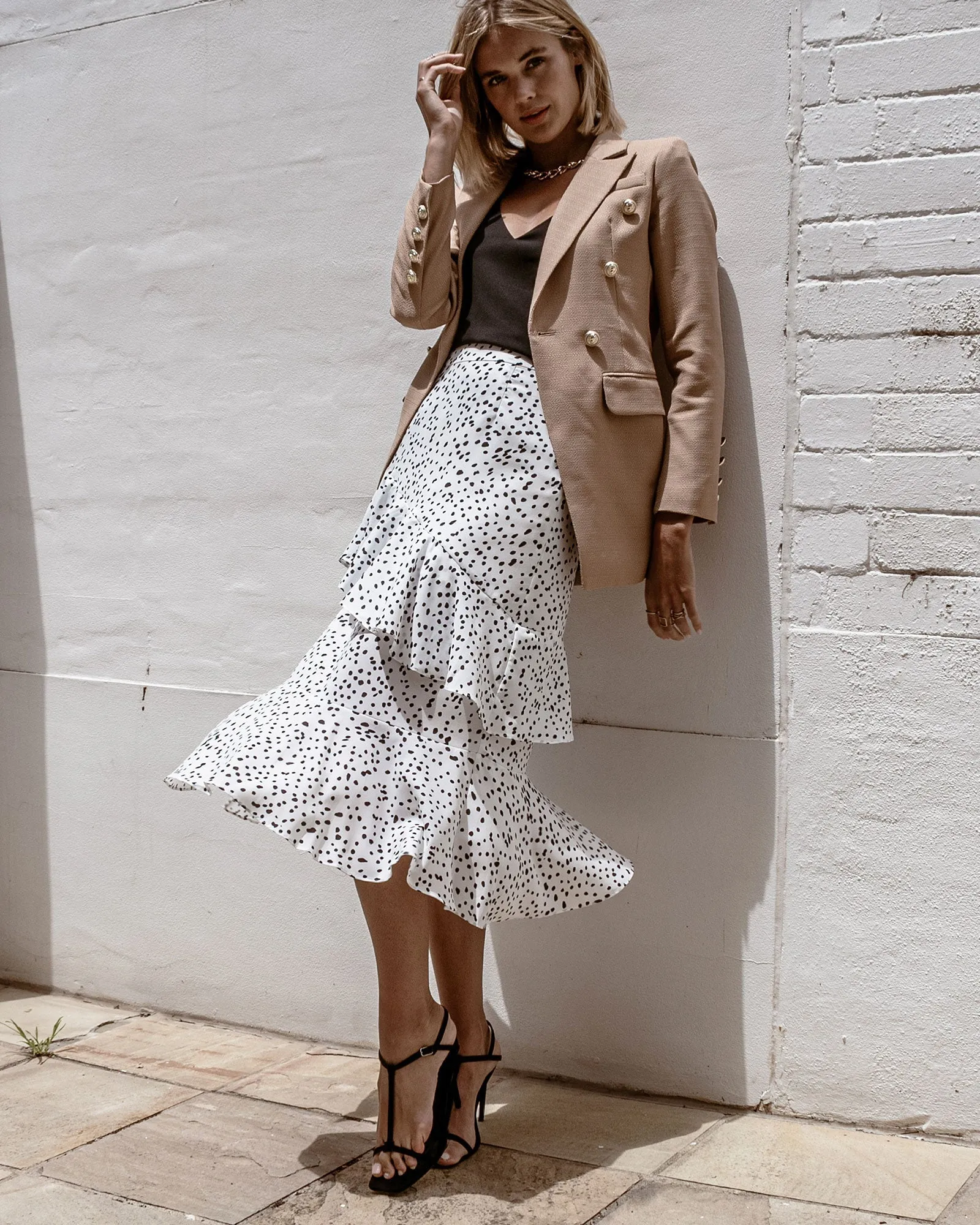 Princess Polina Texturgewebe Blazer - Kamel