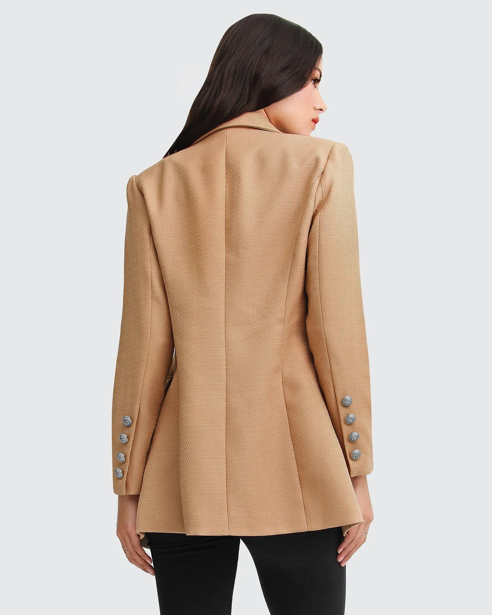 Princess Polina Texturgewebe Blazer - Kamel