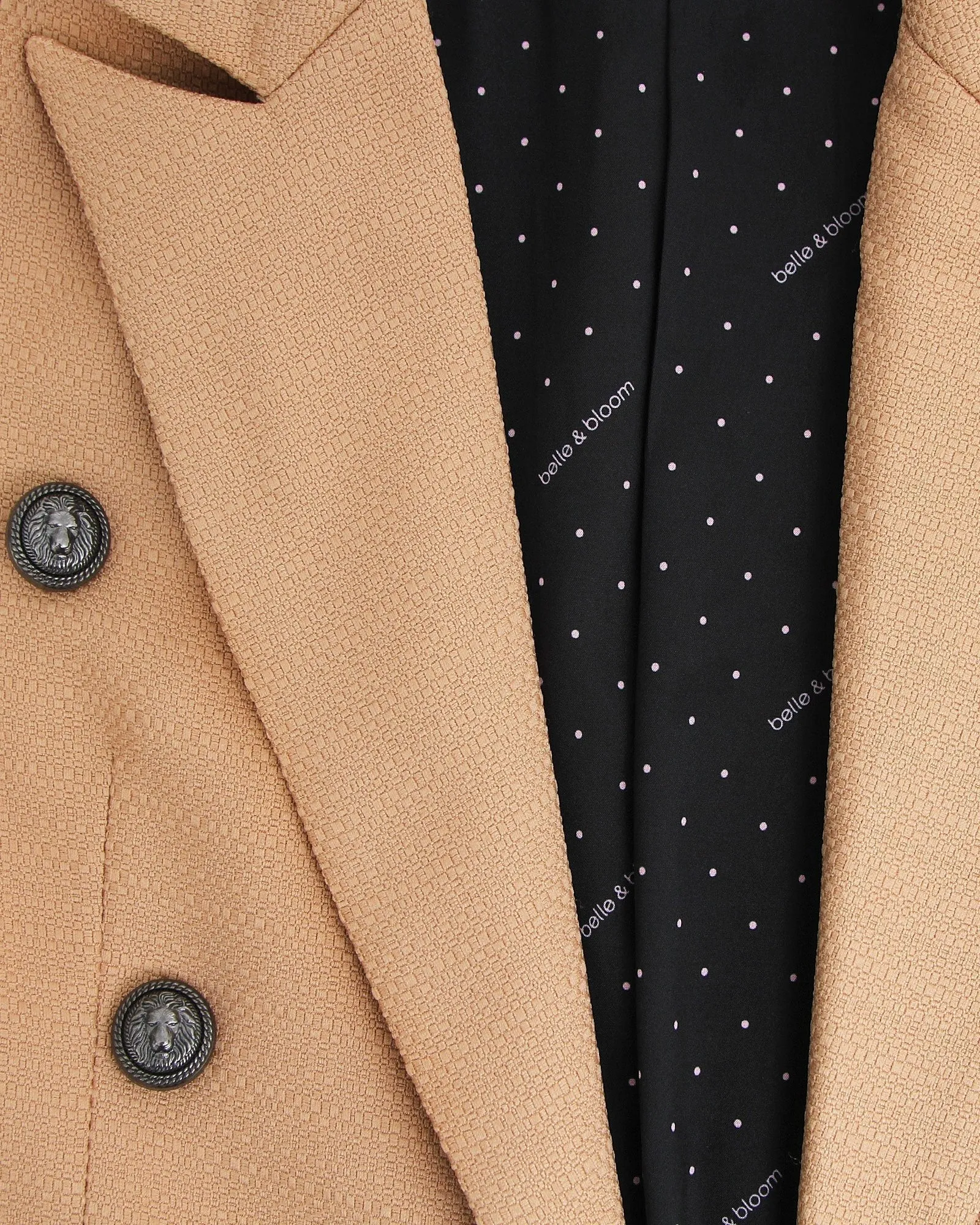 Princess Polina Texturgewebe Blazer - Kamel