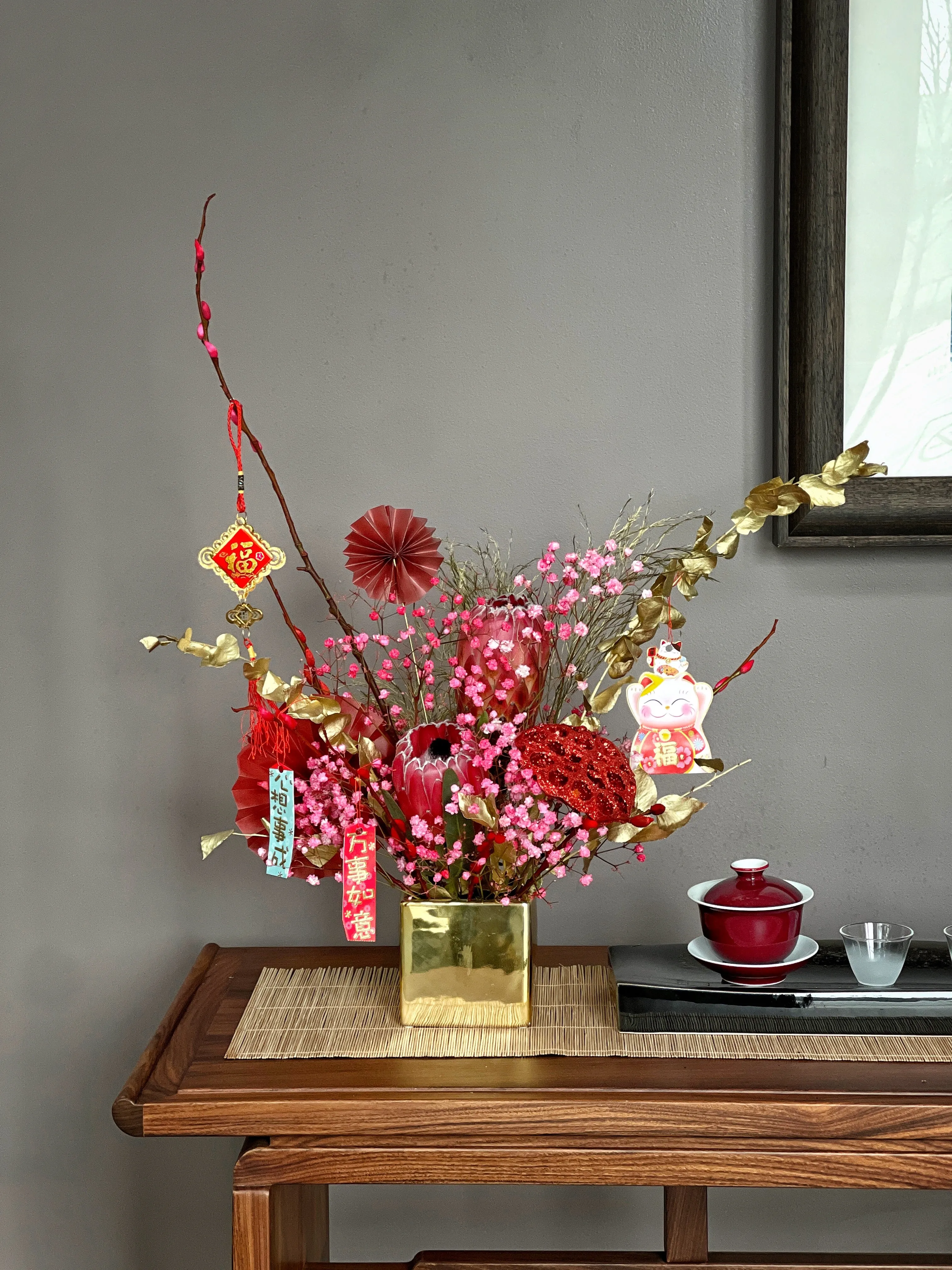 Prosperous Gift Cube,realistic flower bouquet 