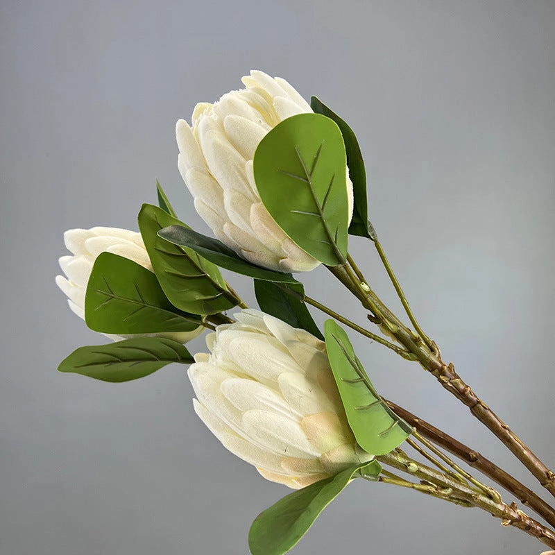 Protea Artificial Silk Flower 55cm White PROTEA018