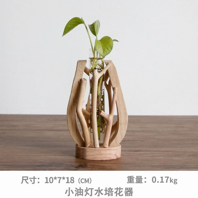 Pure Handwork Wooden Vase Decorated