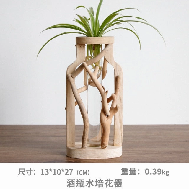 Pure Handwork Wooden Vase Decorated