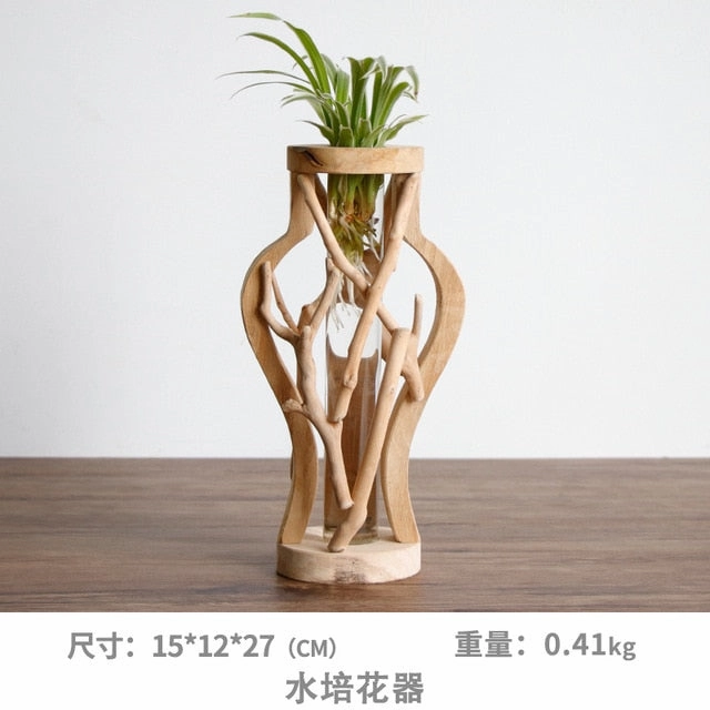 Pure Handwork Wooden Vase Decorated